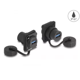   Delock D-típusú Modul USB 3.2 Gen 1 A-típusú anya   USB 3.2 Gen 1 A-típusú anya védő fedéllel IP67 (86971)