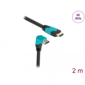   Delock High Speed HDMI kábel egyenes csatlakozódugóval - csatlakozódugóval 90  ívelt lefelé 48 Gbps