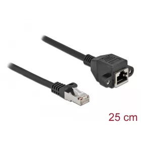   Delock Hálózat bővítő kábel S/FTP RJ45 apa - RJ45 anya Cat.6A, 25 cm hosszú, fekete