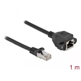   Delock Hálózat bővítő kábel S/FTP RJ45 apa - RJ45 anya Cat.6A, 1 m hosszú, fekete (87001)