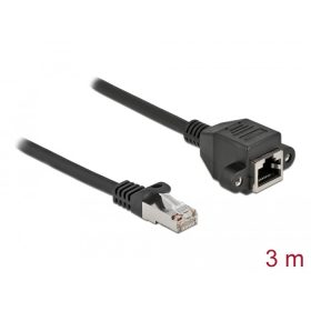   Delock Hálózat bővítő kábel S/FTP RJ45 apa - RJ45 anya Cat.6A, 3 m hosszú, fekete (87003)
