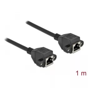   Delock Hálózat bővítő kábel S/FTP RJ45 anya - RJ45 anya Cat.6A, 1 m hosszú, fekete (87009)