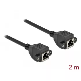   Delock Hálózat bővítő kábel S/FTP RJ45 anya - RJ45 anya Cat.6A, 2 m hosszú, fekete (87010)