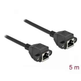   Delock Hálózat bővítő kábel S/FTP RJ45 anya - RJ45 anya Cat.6A, 5 m hosszú, fekete (87012)