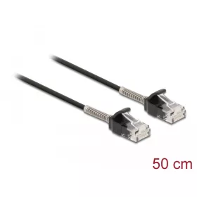   Delock Görbítés védelemmel ellátott kábel RJ45 apa - RJ45 apa Cat.6A, 50 cm hosszú, fekete (87015)