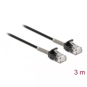   Delock Görbítés védelemmel ellátott kábel RJ45 apa - RJ45 apa Cat.6A, 3 m hosszú, fekete