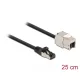 Delock Kábel RJ45 apa - Keystone modul RJ45 anya Cat.6A, 25 cm hosszú, fekete (87022)