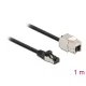 Delock Kábel RJ45 apa - Keystone modul RJ45 anya Cat.6A, 1 m hosszú, fekete (87027)