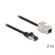 Delock Kábel RJ45 apa - Keystone modul RJ45 anya Cat.6A, 2 m hosszú, fekete (87028)