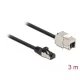 Delock Kábel RJ45 apa - Keystone modul RJ45 anya Cat.6A, 3 m hosszú, fekete (87029)
