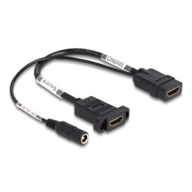   Delock HDMI kábel 4K 60 Hz DC töltéssel 2,1 x 5,5 mm 0,30 m panel-csatlakozó