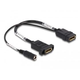   Delock DisplayPort kábel 4K 60 Hz DC töltéssel 2,1 x 5,5 mm 0,30 m panel-csatlakozó