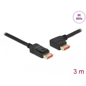   Delock DisplayPort kábel egyenes csatlakozódugóval - balra néző csatlakozódugóval 8K 60 Hz 3 m