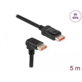   Delock DisplayPort kábel egyenes csatlakozódugóval - csatlakozódugóval 90  ívelt lefelé 8K 60 Hz 5 m