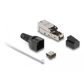   Delock RJ45 csatlakozó az LSA-hoz húzásmentesítővel és porvédővel Cat.6A szerszámmentes (87061)