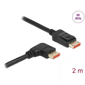   Delock DisplayPort kábel egyenes csatlakozódugóval - jobbra néző csatlakozódugóval 8K 60 Hz 2 m