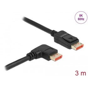   Delock DisplayPort kábel egyenes csatlakozódugóval - jobbra néző csatlakozódugóval 8K 60 Hz 3 m