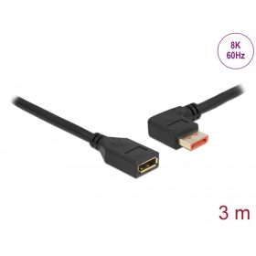   Delock DisplayPort bővítőkábel balra néző csatlakozódugóval - csatlakozóhüvellyel 8K 60 Hz 3 m (87076)