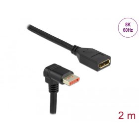   Delock DisplayPort bővítőkábel csatlakozódugóval 90  ívelt lefelé - csatlakozóhüvellyel 8K 60 Hz 2 m