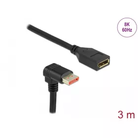   Delock DisplayPort bővítőkábel csatlakozódugóval 90  ívelt lefelé - csatlakozóhüvellyel 8K 60 Hz 3 m (87093)