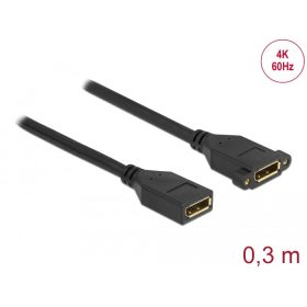  Delock DisplayPort 1.2 kábel csatlakozóhüvellyel - csatlakozóhüvellyel panelrögzítés 4K 60 Hz 30 cm