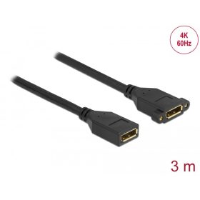  Delock DisplayPort 1.2 kábel csatlakozóhüvellyel - csatlakozóhüvellyel panelrögzítés 4K 60 Hz 3 m