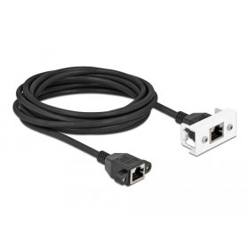   Delock Cat.6A hálózat kibővítő kábel Easy 45 modulhoz S/FTP RJ45 anya - RJ45 anya, 5 m, fekete (87137)