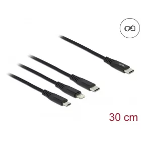   Delock 3in1 USB-C apa -> Lightning, Micro-USB, USB-C kábel 30cm (87148)