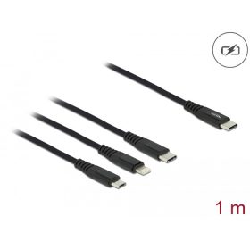   Delock 1 m hosszú, USB töltő kábel 3 az 1 USB Type-C  apa Lightning -, Micro USB- és USB Type-C  csa