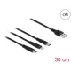 Delock 30 cm hosszú, USB töltő kábel 3 az 1-ben Lightning -, Micro USB- és USB Type-C  csatlakozásho