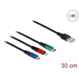   Delock 87236 3az1-ben USB 2.0 A - Lightning/USB Micro-B/USB Type-C töltő kábel 30cm (87236)