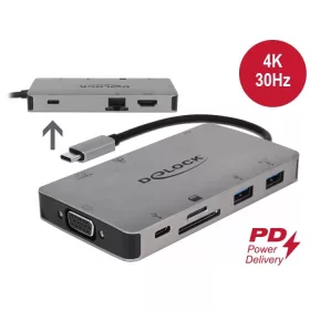 Delock USB-C 3.1 Docking Station 4K 30Hz szürke (87735)
