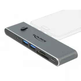   Delock Dokkoló állomás dupla USB Type-C  valamint HDMI / USB 3.2 / SD / PD 3.0 csatlakozókkal (87752)