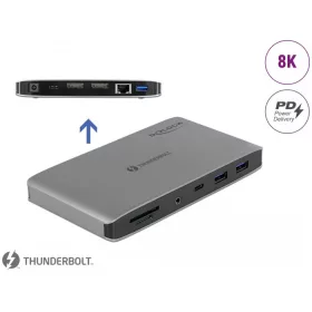   Delock Thunderbolt  3 dokkoló állomás 8K - Dual DisplayPort / USB / LAN / SD / Audio / PD 3.0