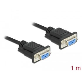  Delock Soros RS-232 D-Sub 9 kábel anya - anya null modem vékony csatlakozó kerettel - CTS / RTS auto (87786)