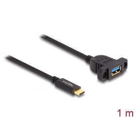   Delock SuperSpeed USB 10 Gbps (USB 3.2 Gen 2) USB Type-C apa – A-típusú USB anya kábel panel-csatlakozójú 1m fekete (87826)