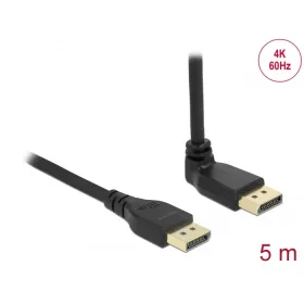   Delock DisplayPort 1.2 kábel egyenes csatlakozódugóval - csatlakozódugóval 90  ívelt felfelé 4K 60 Hz 5 m retesz nélküli