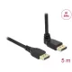 Delock DisplayPort 1.2 kábel egyenes csatlakozódugóval - csatlakozódugóval 90  ívelt felfelé 4K 60 Hz 5 m retesz nélküli