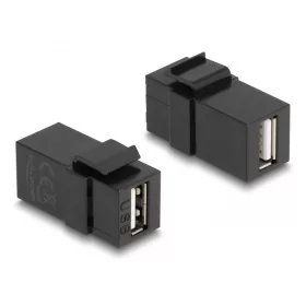   Delock Keystone modul, USB 2.0 A-csatlakozóhüvely > USB 2.0 A-csatlakozóhüvely, fekete (87829)