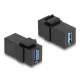 Delock Keystone modul, USB 3.0 A-csatlakozóhüvely > USB 3.0 A-csatlakozóhüvely, fekete (1:1)