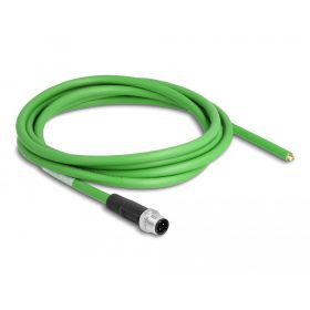   Delock Hálózati kábel M12 4 tűs D-kódú csavarozással nyitható huzalvéggel TPU borítás 2 m hosszú (87849)