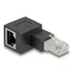 Delock RJ45 apa - RJ45 anya adapter Cat.6A 90  fokos szögben balra hajlítva