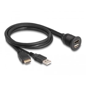   Delock HDMI-A kábel apa és A-típusú USB 2.0 apa - HDMI-A anya és A-típusú USB 2.0 anya 1m