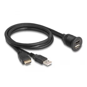   Delock HDMI-A kábel apa és A-típusú USB 2.0 apa - HDMI-A anya és A-típusú USB 2.0 anya 1m