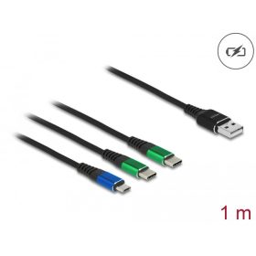   Delock 1 m hosszú, USB töltő kábel 3 az 1 A-típusú apa Micro USB -, es 2 x USB Type-C  csatlakozáshoz