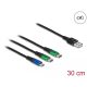 Delock 30 cm hosszú, USB töltő kábel 3 az 1 A-típusú apa Micro USB -, es 2 x USB Type-C  csatlakozáshoz (87883)