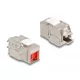 Delock Keystone Modul RJ45 anya - LSA Cat.6A eszköz nélkül használható piros por elleni fedővel (87952)