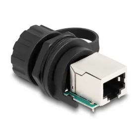   Delock Kábel konnektor RJ50 anya - RJ50 anya beszereléshez IP68 védő kupakkal por és vízhatlan, fekete színű (87954)