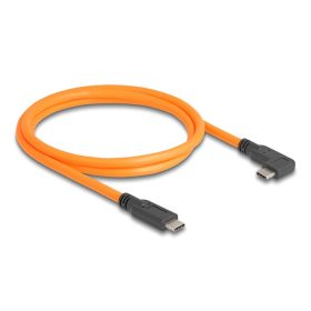   Delock USB 5 Gbps kábel USB Type-C  apa - USB Type-C  apa 90 -ban hajlított kötött felvételre 1 m narancs színű (87961)