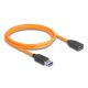 Delock USB 5 Gbps kábel A-típusú USB apa - A-hüvely USB apa kötött felvételre 1 m narancs színű (87963)